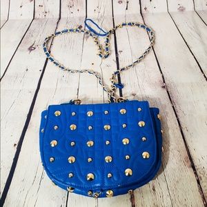 Gold Studded Blue Shoedazzle Small Bag